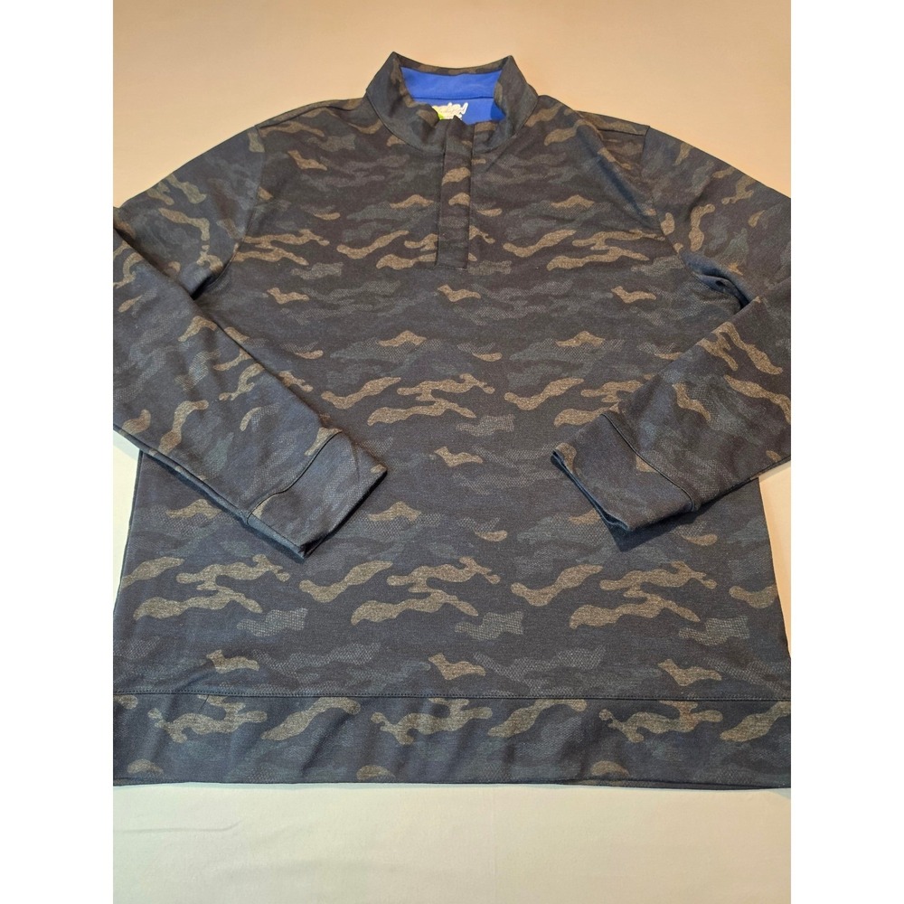 TailorByrd Mens Camo Performance Quarter Snap Pullover Blue Gray Large SPF 30